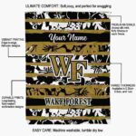 custom wake forest demon deacons floral stripes gold white blanket best selling