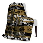 custom wake forest demon deacons floral stripes gold white blanket best selling
