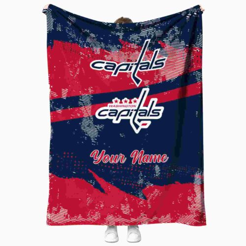 custom washington capitals grunge streaks blue blanket best selling
