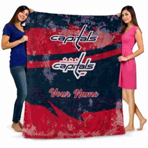 custom washington capitals grunge streaks blue blanket fashion forward