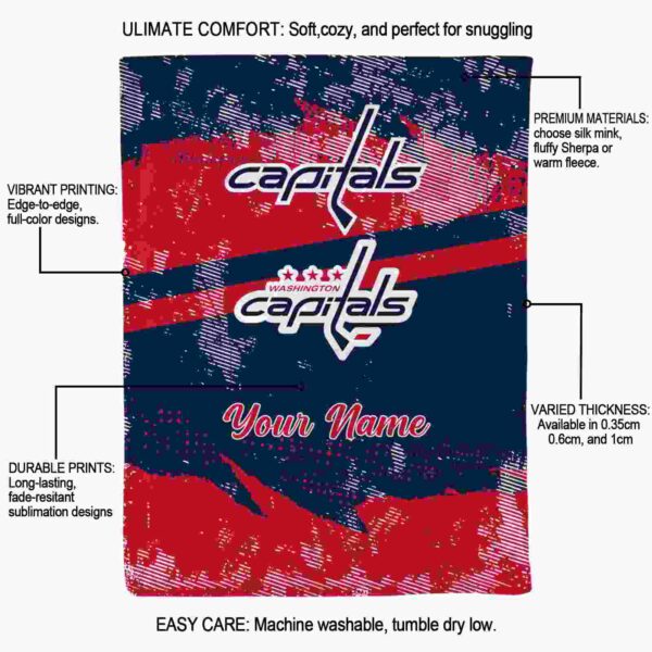 custom washington capitals grunge streaks blue blanket new arrival