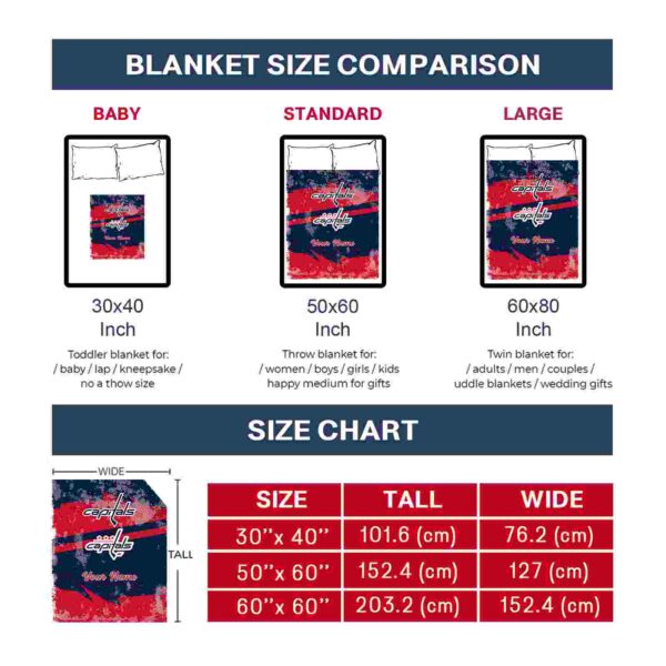 custom washington capitals grunge streaks blue blanket trendy
