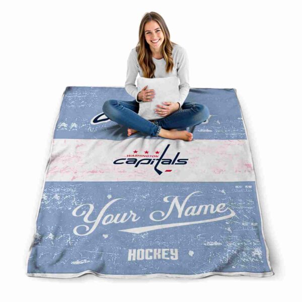 custom washington capitals grunge texture blue white blanket high quality