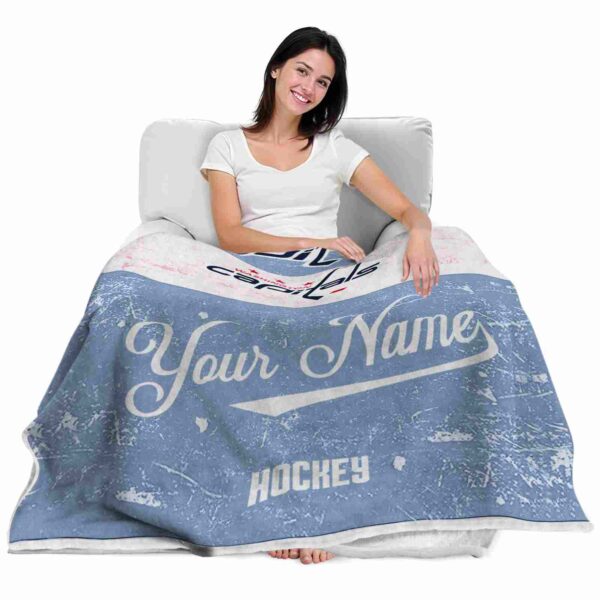 custom washington capitals grunge texture blue white blanket latest model