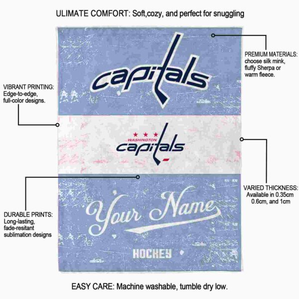 custom washington capitals grunge texture blue white blanket new arrival