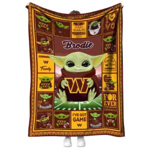 custom washington commanders baby yoda burgundy blanket best selling