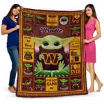 custom washington commanders baby yoda burgundy blanket best selling