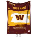 custom washington commanders paint strokes burgundy white blanket best selling