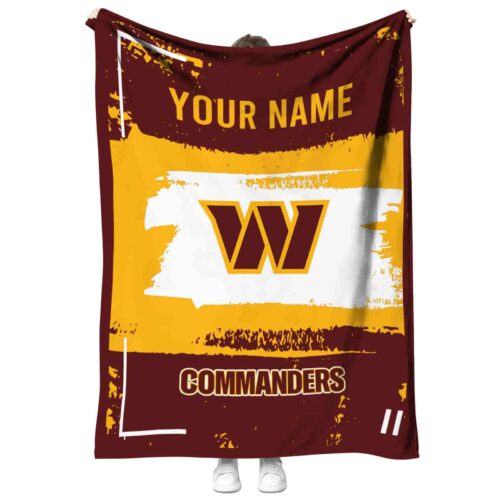 custom washington commanders paint strokes burgundy white blanket best selling