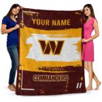 custom washington commanders paint strokes burgundy white blanket best selling