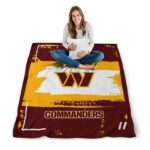 custom washington commanders paint strokes burgundy white blanket best selling