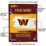 custom washington commanders paint strokes burgundy white blanket best selling