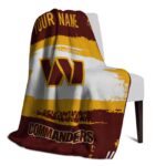 custom washington commanders paint strokes burgundy white blanket best selling