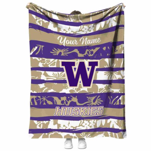 custom washington huskies floral stripes purple white blanket best selling