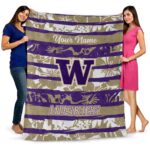 custom washington huskies floral stripes purple white blanket best selling
