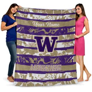 custom washington huskies floral stripes purple white blanket fashion forward