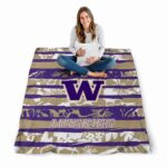 custom washington huskies floral stripes purple white blanket best selling