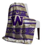 custom washington huskies floral stripes purple white blanket best selling
