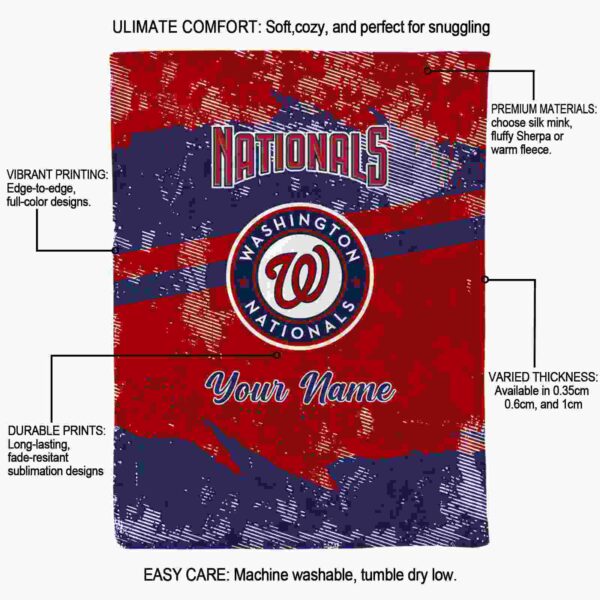 custom washington nationals grunge streaks red blanket new arrival