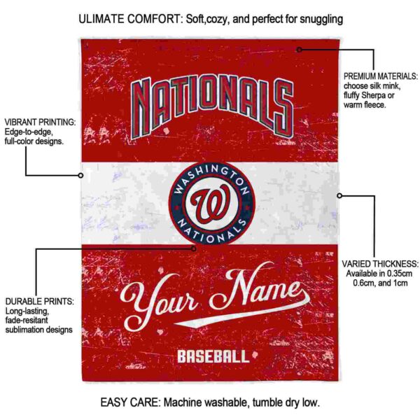 custom washington nationals grunge texture red white blanket new arrival