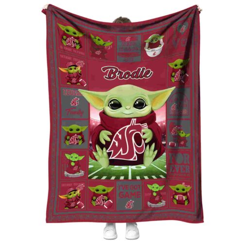 custom washington state cougars baby yoda crimson blanket best selling