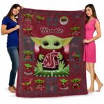 custom washington state cougars baby yoda crimson blanket best selling