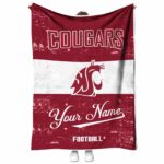 custom washington state cougars grunge texture crimson white blanket best selling