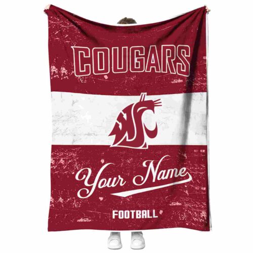 custom washington state cougars grunge texture crimson white blanket best selling