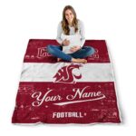 custom washington state cougars grunge texture crimson white blanket best selling