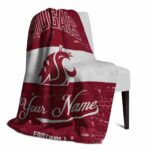 custom washington state cougars grunge texture crimson white blanket best selling