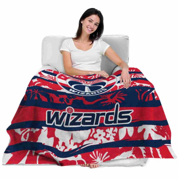 custom washington wizards floral stripes blue white blanket latest model