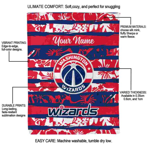 custom washington wizards floral stripes blue white blanket new arrival