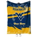custom west virginia mountaineers grunge streaks blue blanket best selling