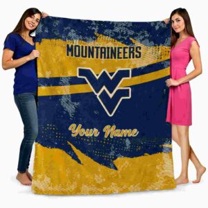 custom west virginia mountaineers grunge streaks blue blanket fashion forward
