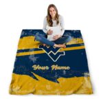 custom west virginia mountaineers grunge streaks blue blanket best selling