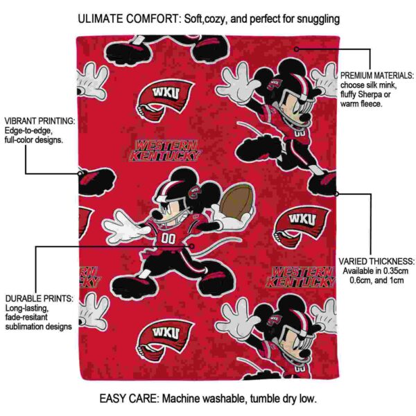 custom western kentucky hilltoppers mickey red blanket new arrival
