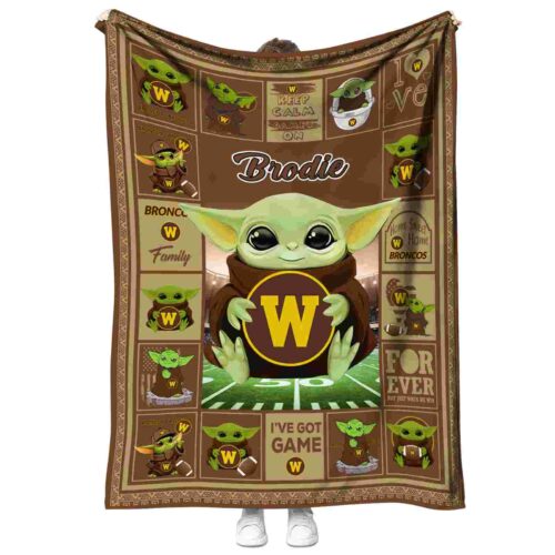 custom western michigan broncos baby yoda brown blanket best selling