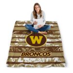 custom western michigan broncos floral stripes brown white blanket best selling