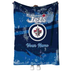custom winnipeg jets grunge streaks blue blanket best selling