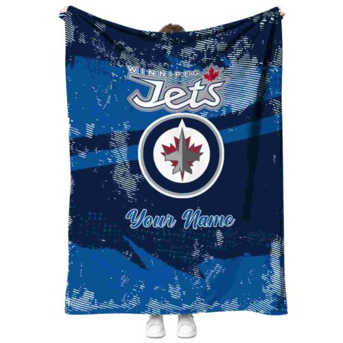 custom winnipeg jets grunge streaks blue blanket best selling