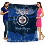 custom winnipeg jets grunge streaks blue blanket best selling