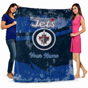 custom winnipeg jets grunge streaks blue blanket fashion forward