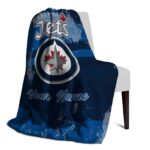 custom winnipeg jets grunge streaks blue blanket best selling