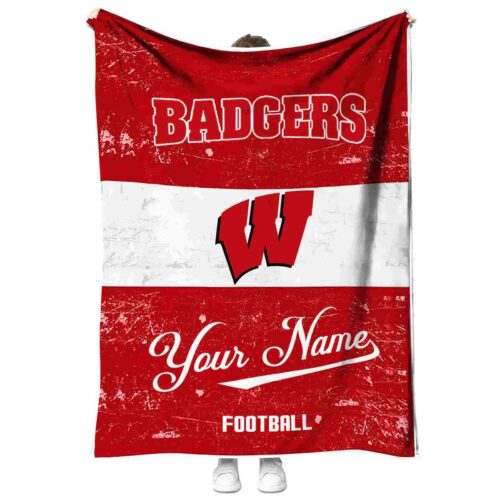 custom wisconsin badgers grunge texture red white blanket best selling