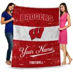 custom wisconsin badgers grunge texture red white blanket best selling