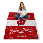 custom wisconsin badgers grunge texture red white blanket best selling