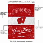 custom wisconsin badgers grunge texture red white blanket best selling