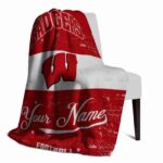 custom wisconsin badgers grunge texture red white blanket best selling