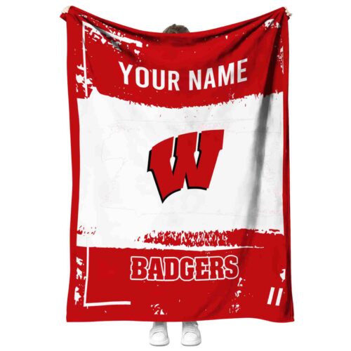 custom wisconsin badgers paint strokes red white blanket best selling