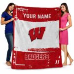 custom wisconsin badgers paint strokes red white blanket best selling